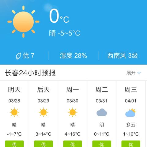 长春天气预报一周七天（长春天气预报一周七天一周）